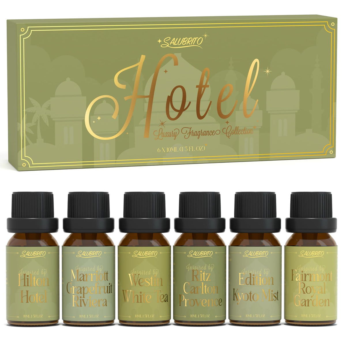 Salubrito set de aceites para difusor, crea atmósfera elegante en casa.