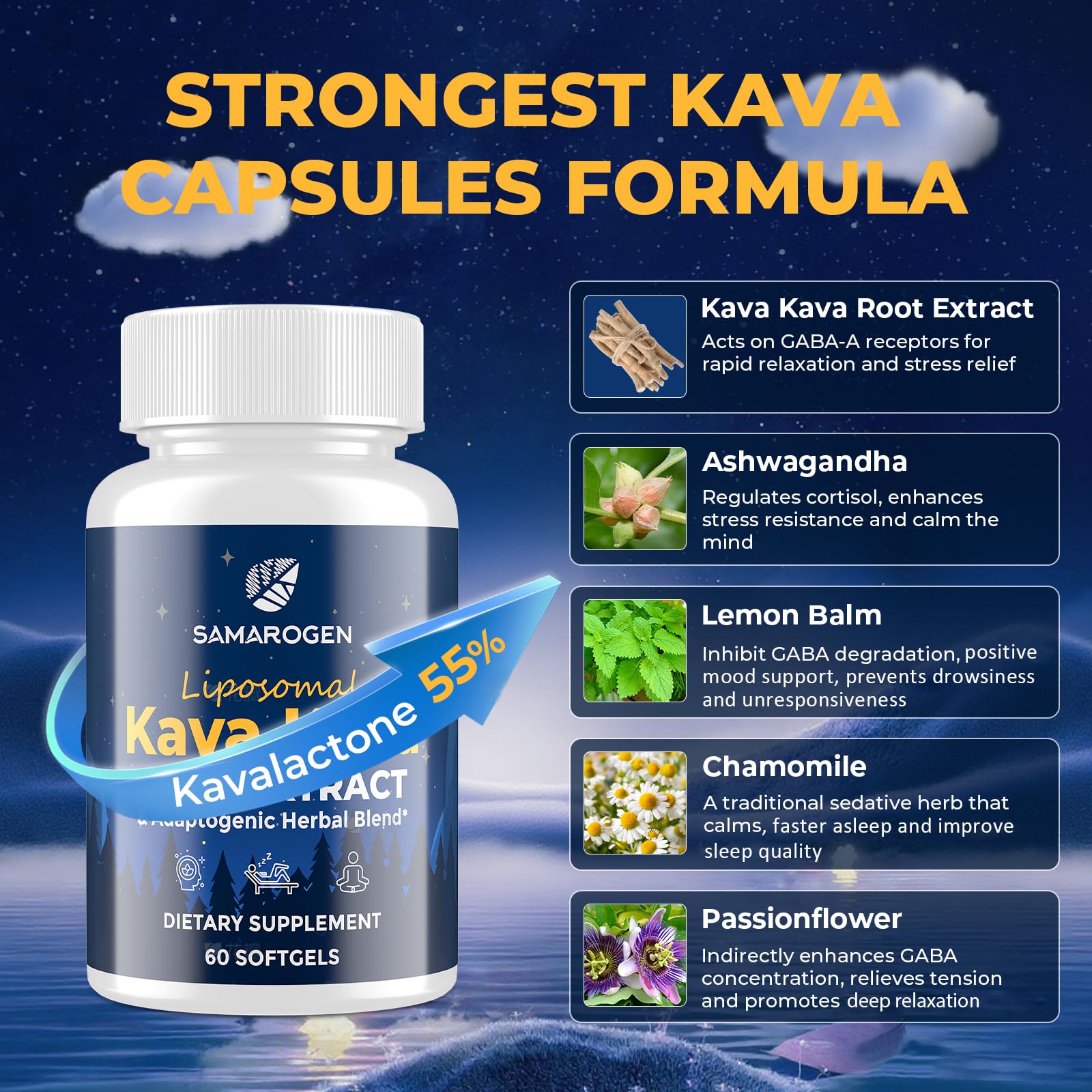 Capsulas Samarogen Kava, dosis diaria para consumo consciente y tranquilo.