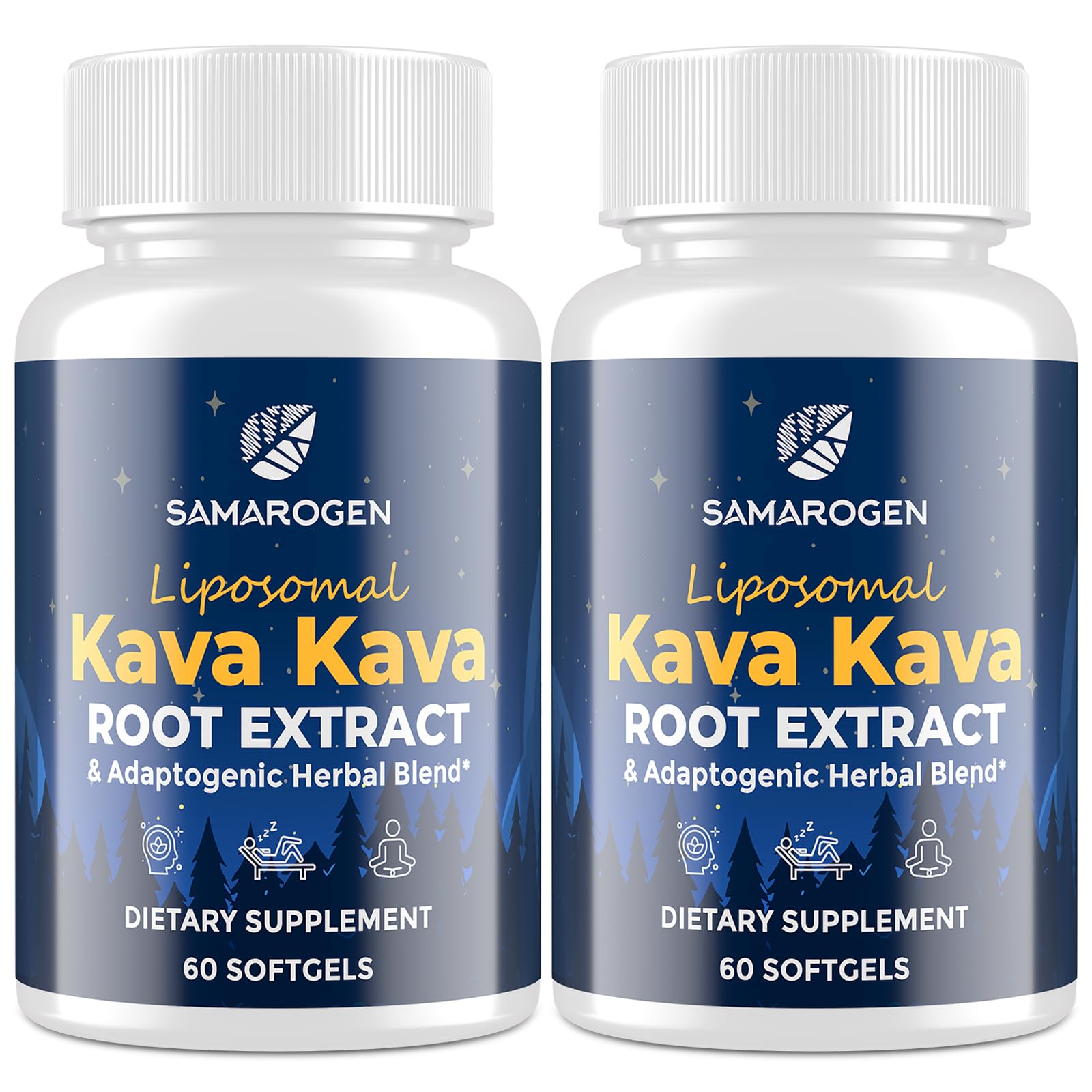 Samarogen Kava en envase para relajación nocturna.