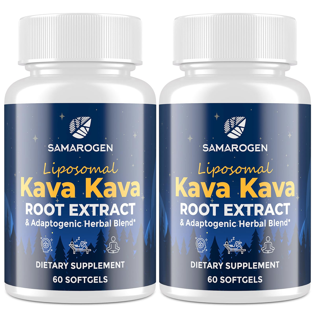 Samarogen Kava en envase para relajación nocturna.