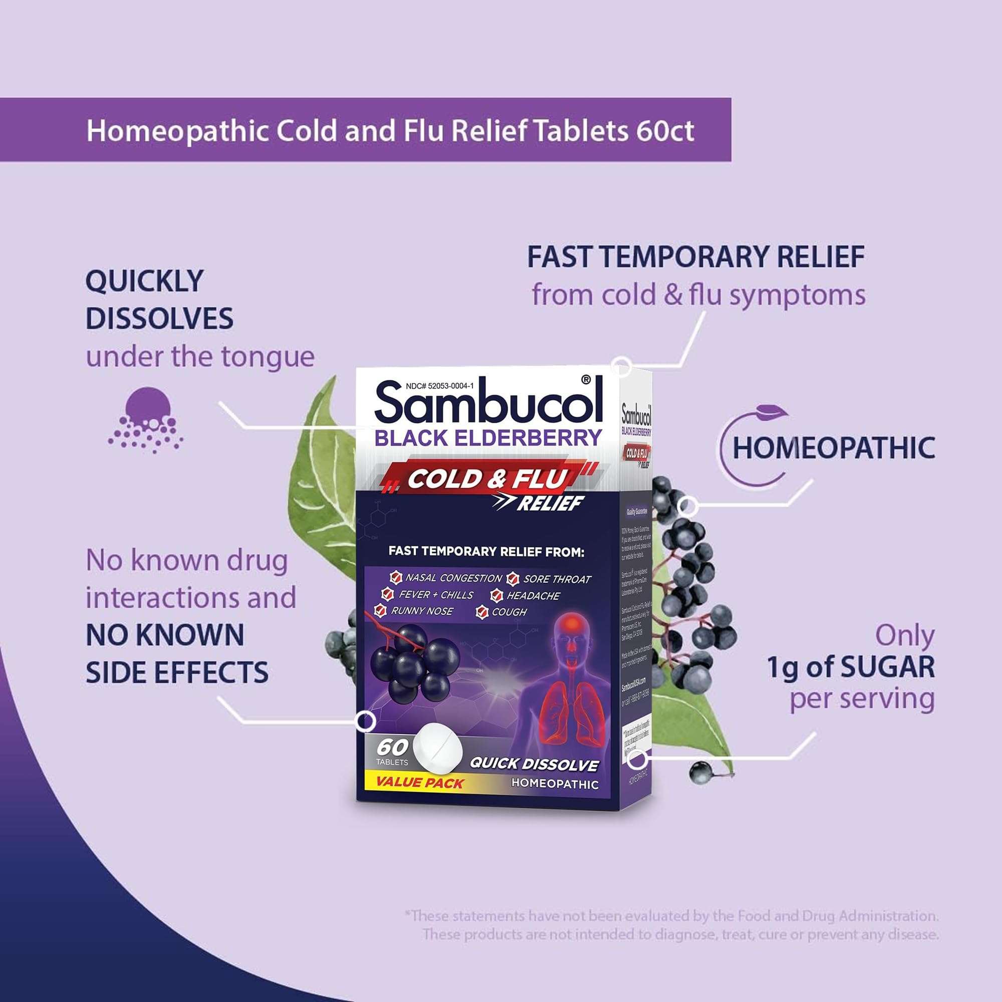 Sambucol congestión nasal: tabletas para aliviar la congestión y malestar.