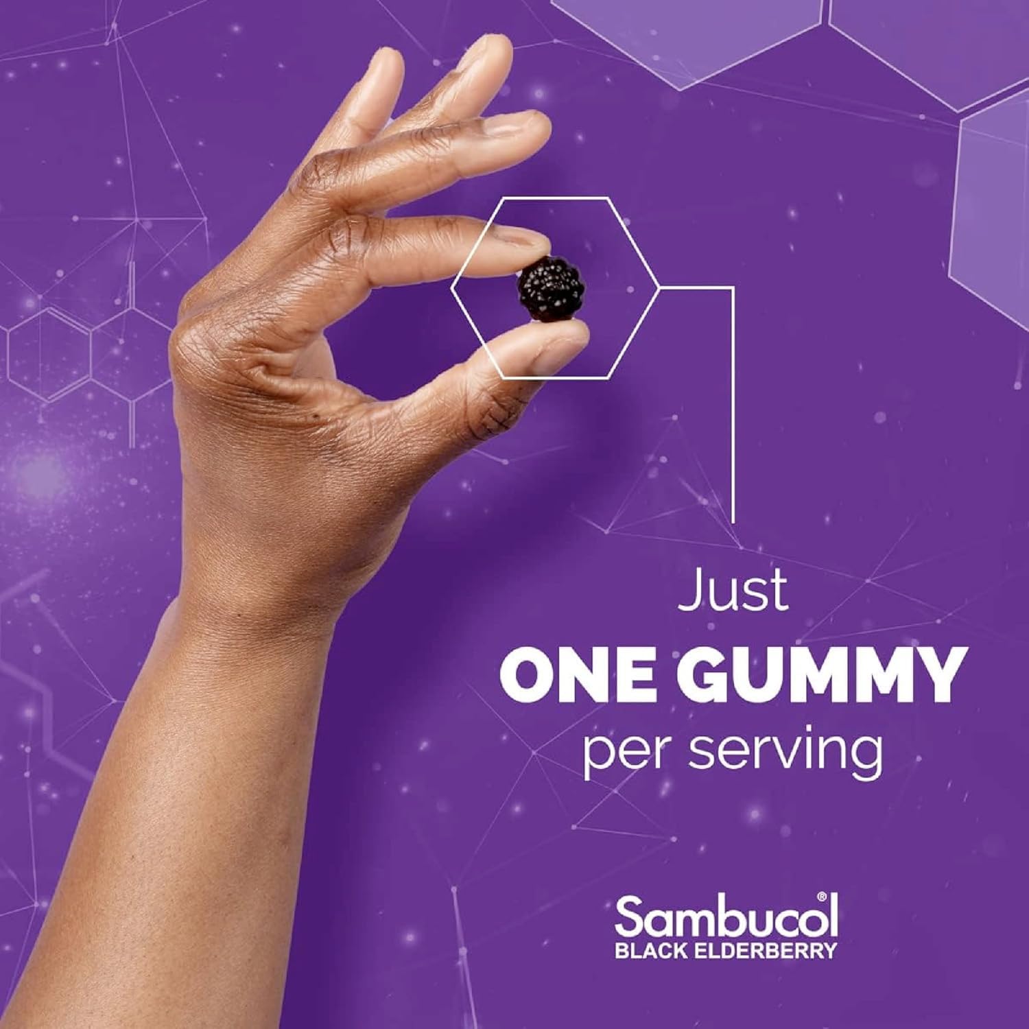 Sambucol gominolas, textura frambuesa, gusto agradable para la rutina diaria.