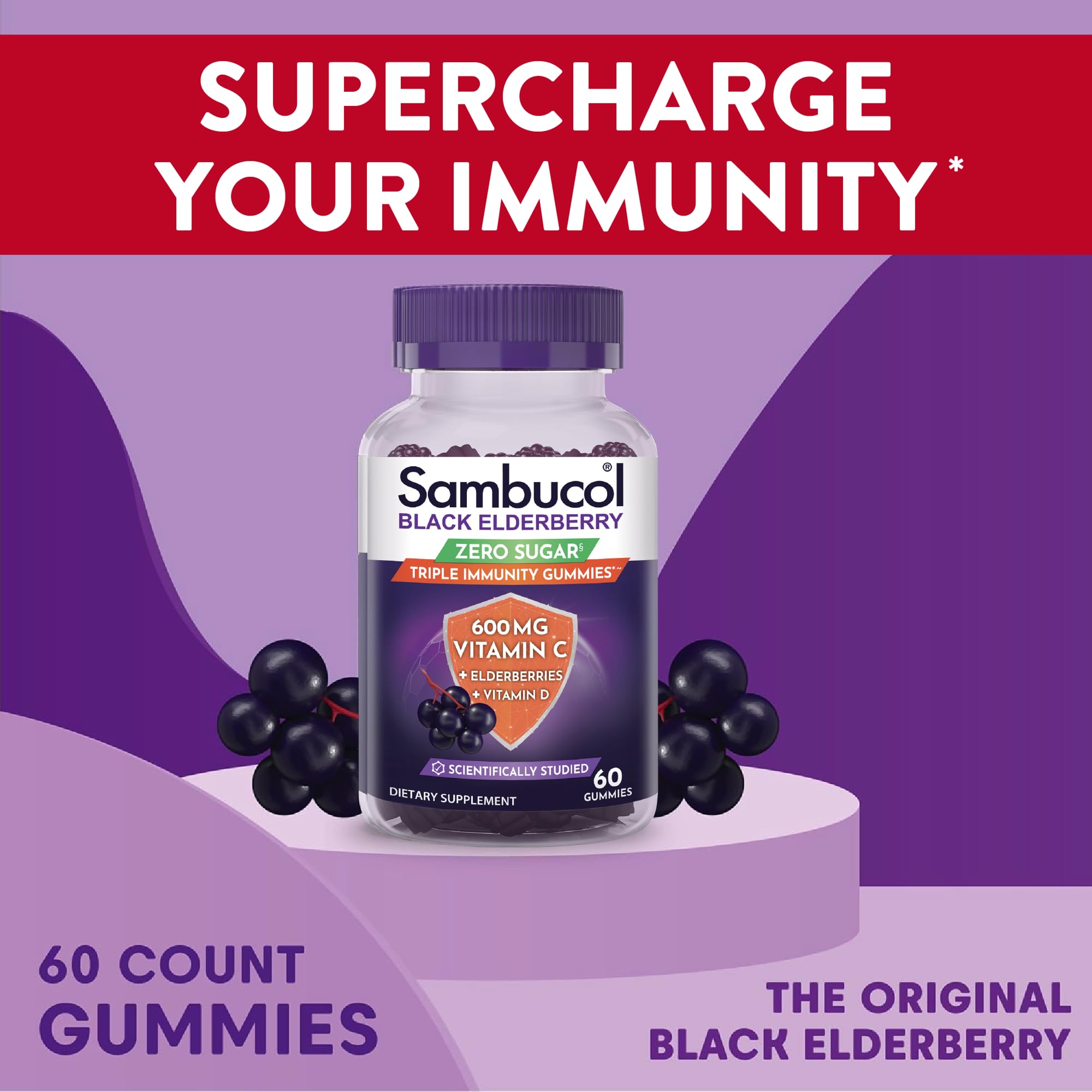 Sambucol gominolas con vitamina C y D3, dosis diaria clara.