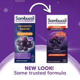 Etiqueta de Sambucol con zinc y vitamina C, información de ingredientes clave.