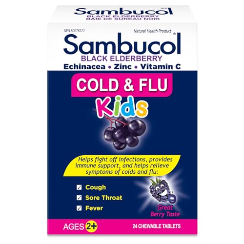 Sambucol Niños Chupables con etiqueta frontal, opción sabrosa para niños desde 2 años.