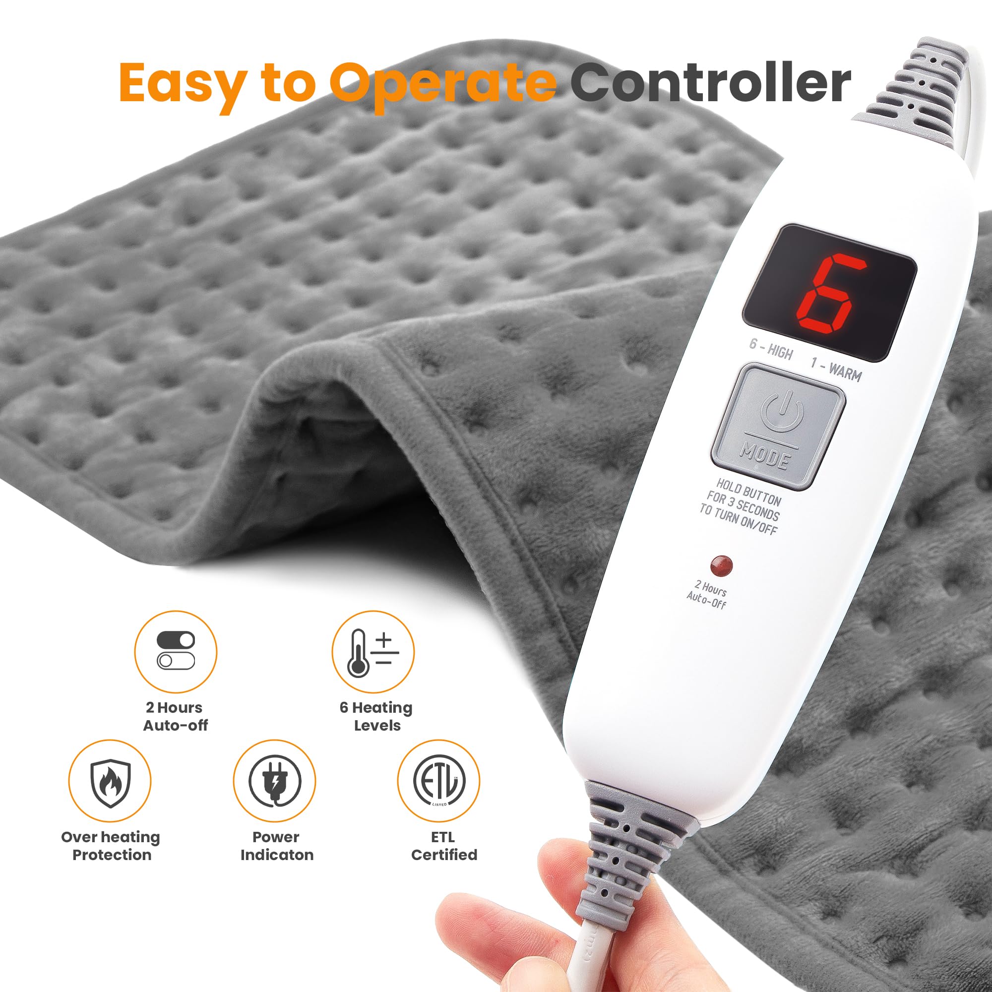 SameBed Controles de 6 niveles para ajustar la intensidad del calor con facilidad