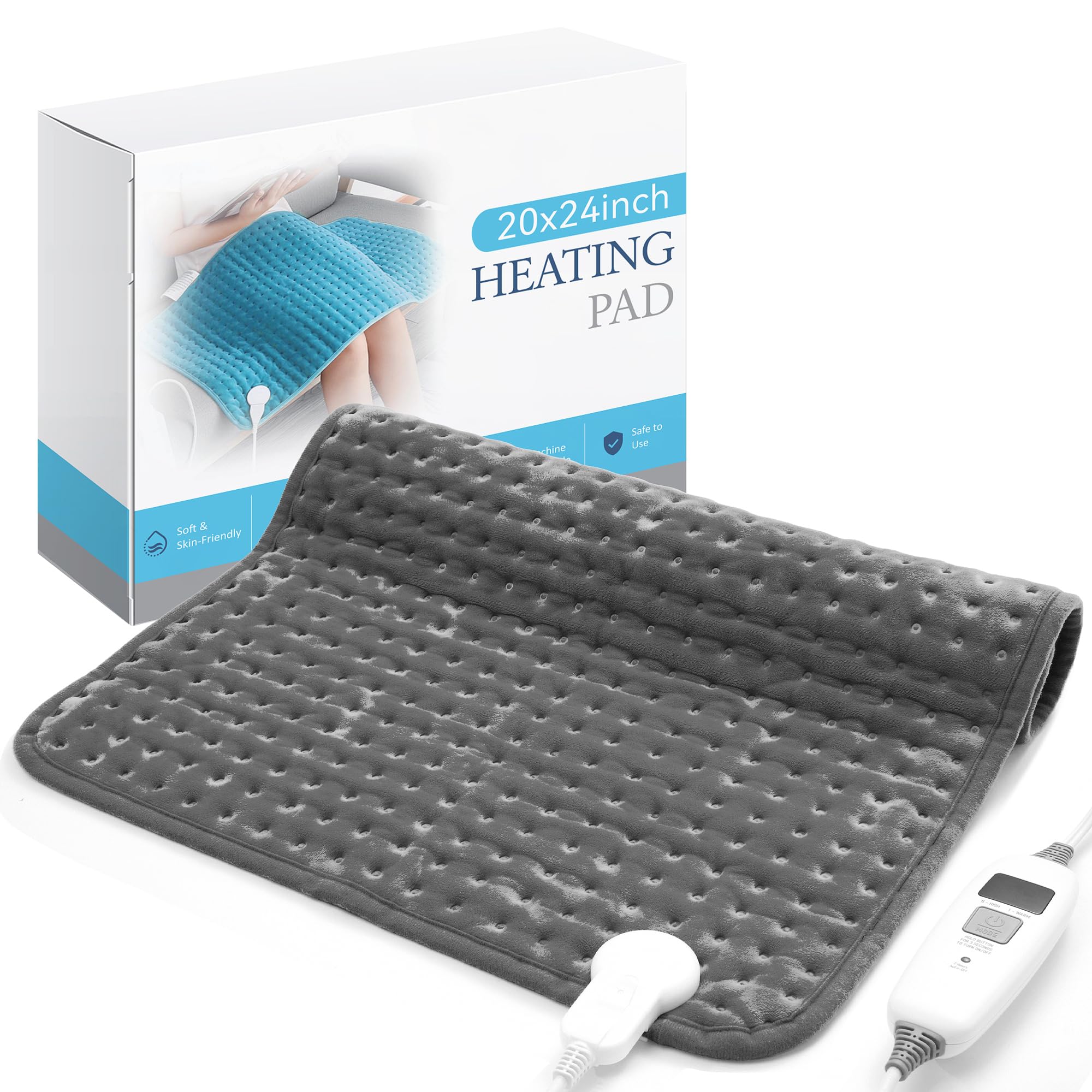 SameBed Almohadilla eléctrica de calor vista frontal para espalda y cuello con relajación