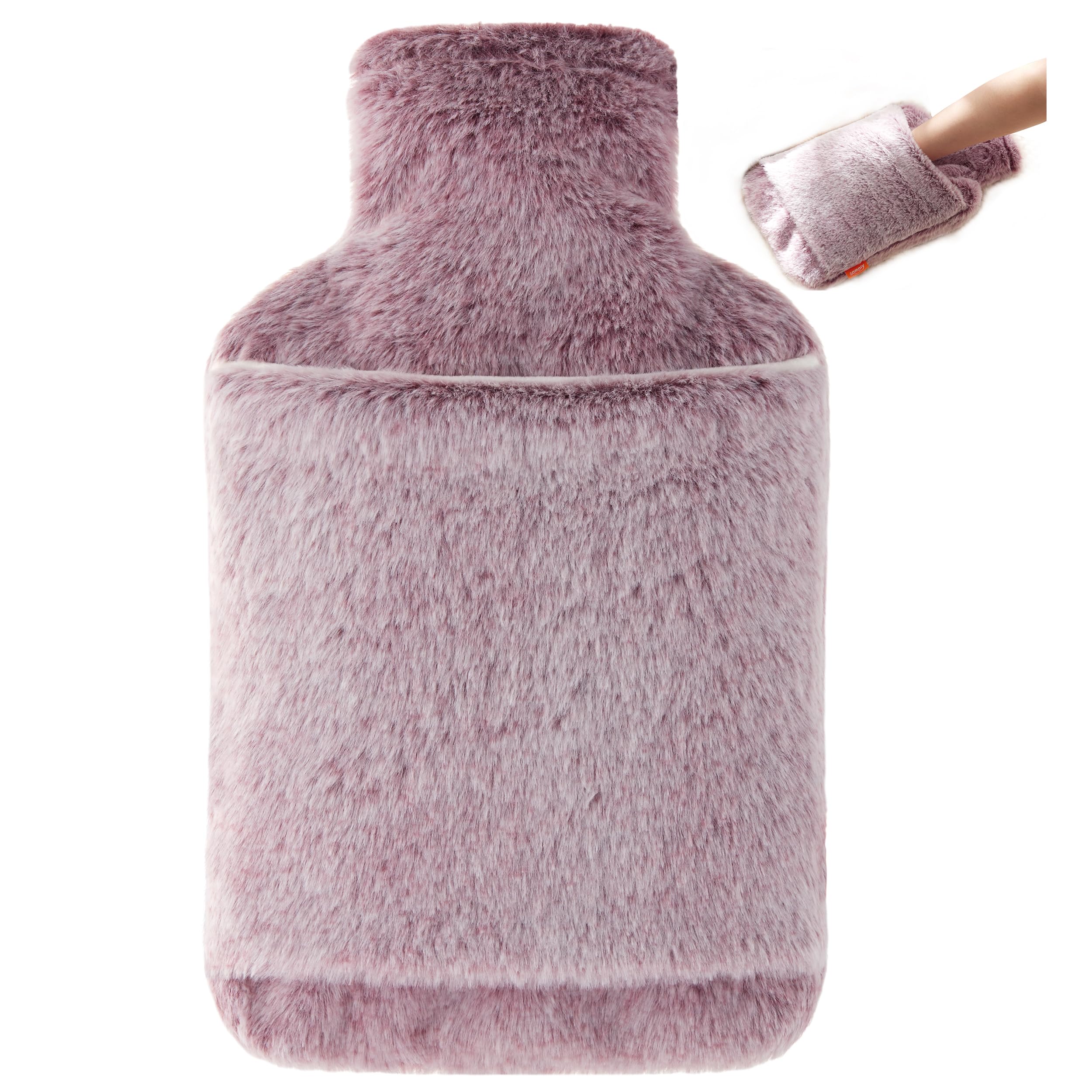 Samply bolsa de agua caliente 2L con funda rosa: fácil de llenar y calentar.