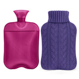 Samply botellas de agua caliente morada con funda-tejida para calentar manos