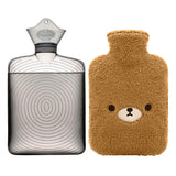 Samply botella de agua caliente con funda peluche oso marrón para calidez suave en noches frías