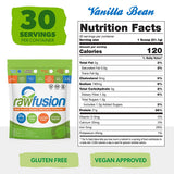SAN Rawfusion proteina vegetal vainilla, scoop; preparación rápida para batidos postentrenamiento.