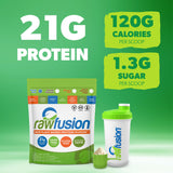 SAN Rawfusion proteina vegetal vainilla, shake cremoso; textura suave para batidos diarios.