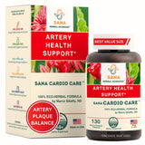 Sana Herbal Artery Plaque Formula: botella con cápsulas para apoyo cardiovascular diario