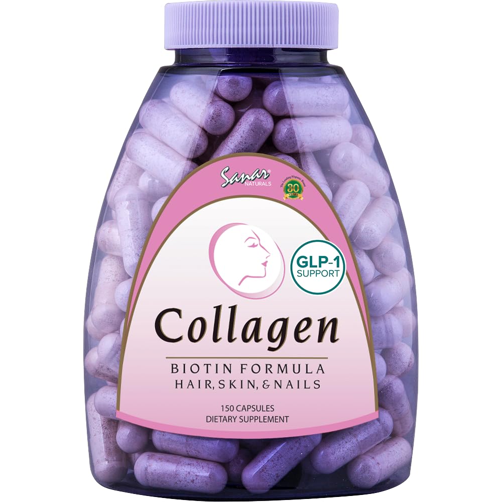 Sanar Naturals Colágeno Biotina cápsulas: soporte para cabello, piel y uñas.