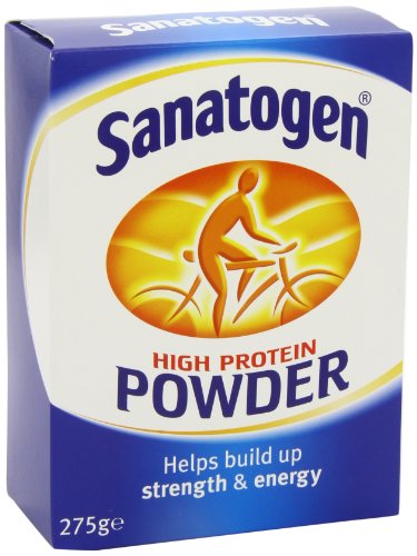Sanatogen licuadora lista para mezclar proteína.