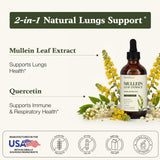 Etiqueta frontal de Sandhu's Gotas de Mullein con ingredientes naturales.