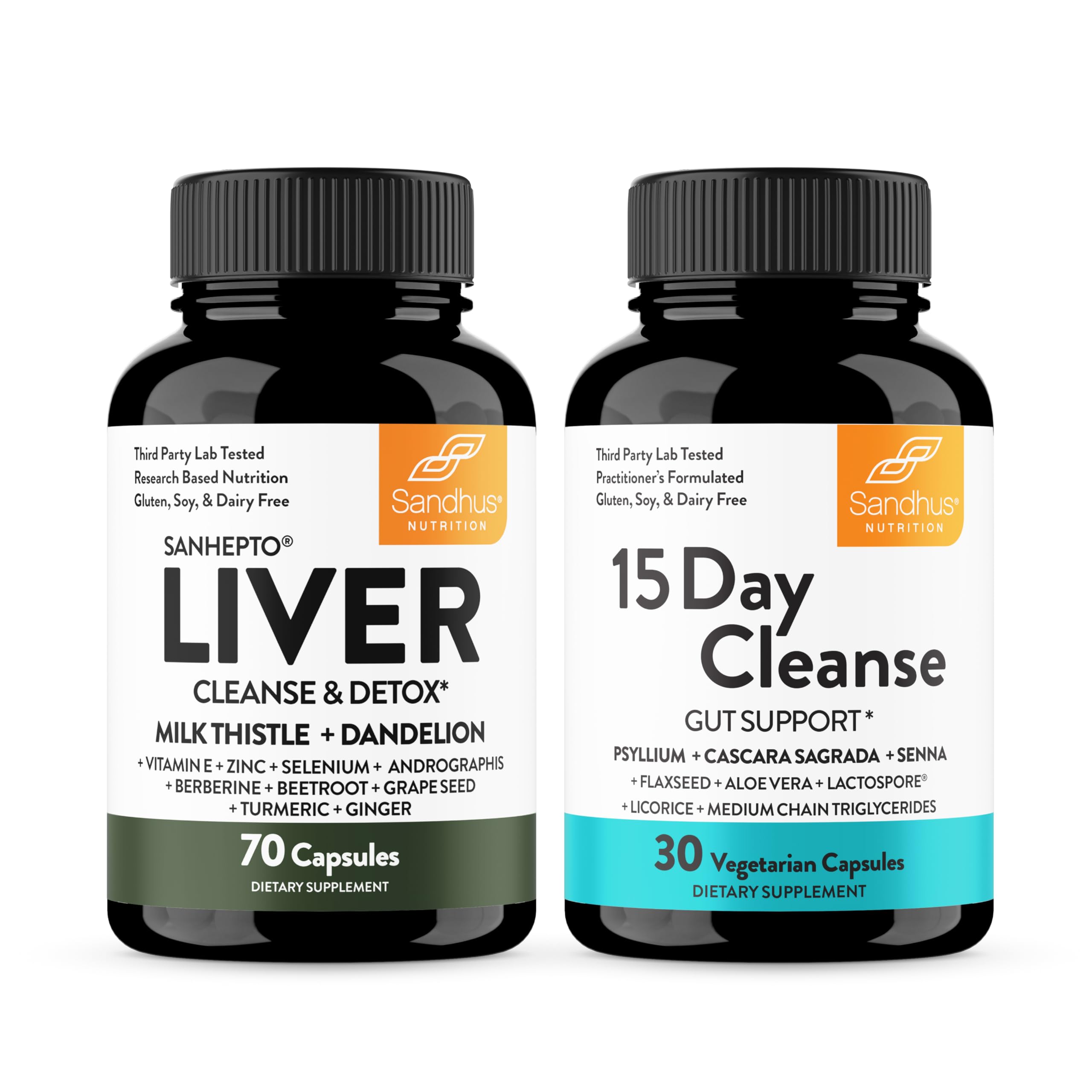 Botella de Sandhu's Liver Cleanse Detox para uso diario y apoyo hepático.