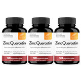 Sandhu's Zinc Quercetina: botella con cápsulas, fácil de tragar para la rutina diaria.