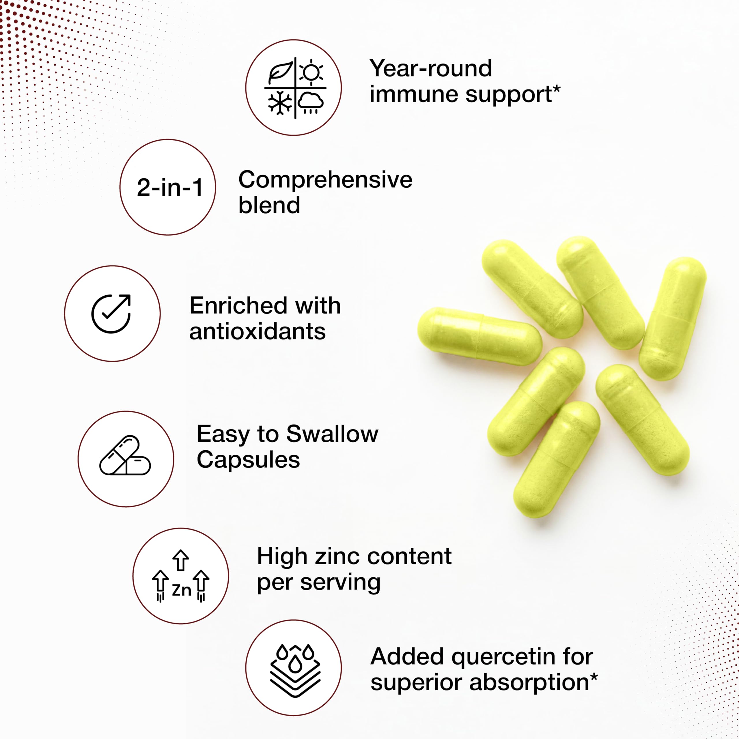 Sandhu's Zinc Quercetina: etiqueta informativa que destaca calidad y pureza.
