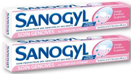 Sanogyl crema dental para encías irritadas, cuidado suave y frescura diaria.