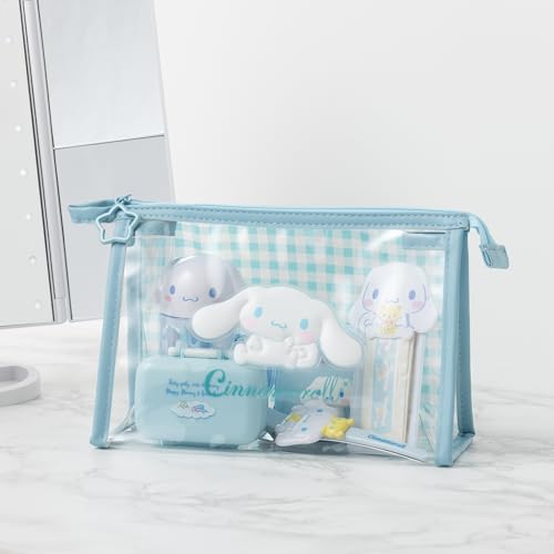 SANRIO Cinnamoroll estuche lateral, compacto para bolsillos o carteras durante salidas.