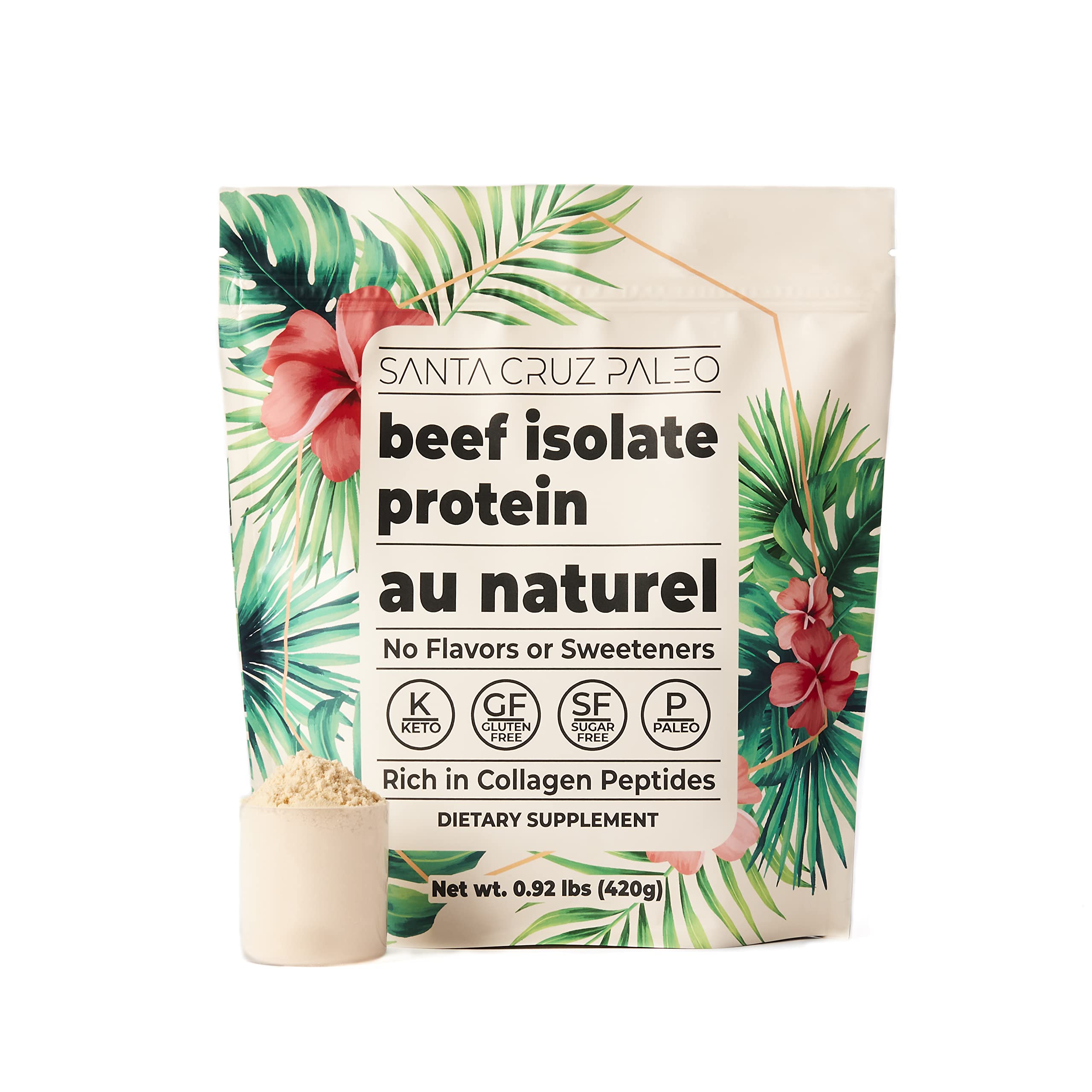 Santa Cruz Paleo derramando proteína sin sabor para batidos y mezclas diversas