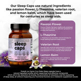 Santa Cruz Paleo Sleep Caps: etiqueta visible destacando L-teanina y valeriana para una noche relajada.