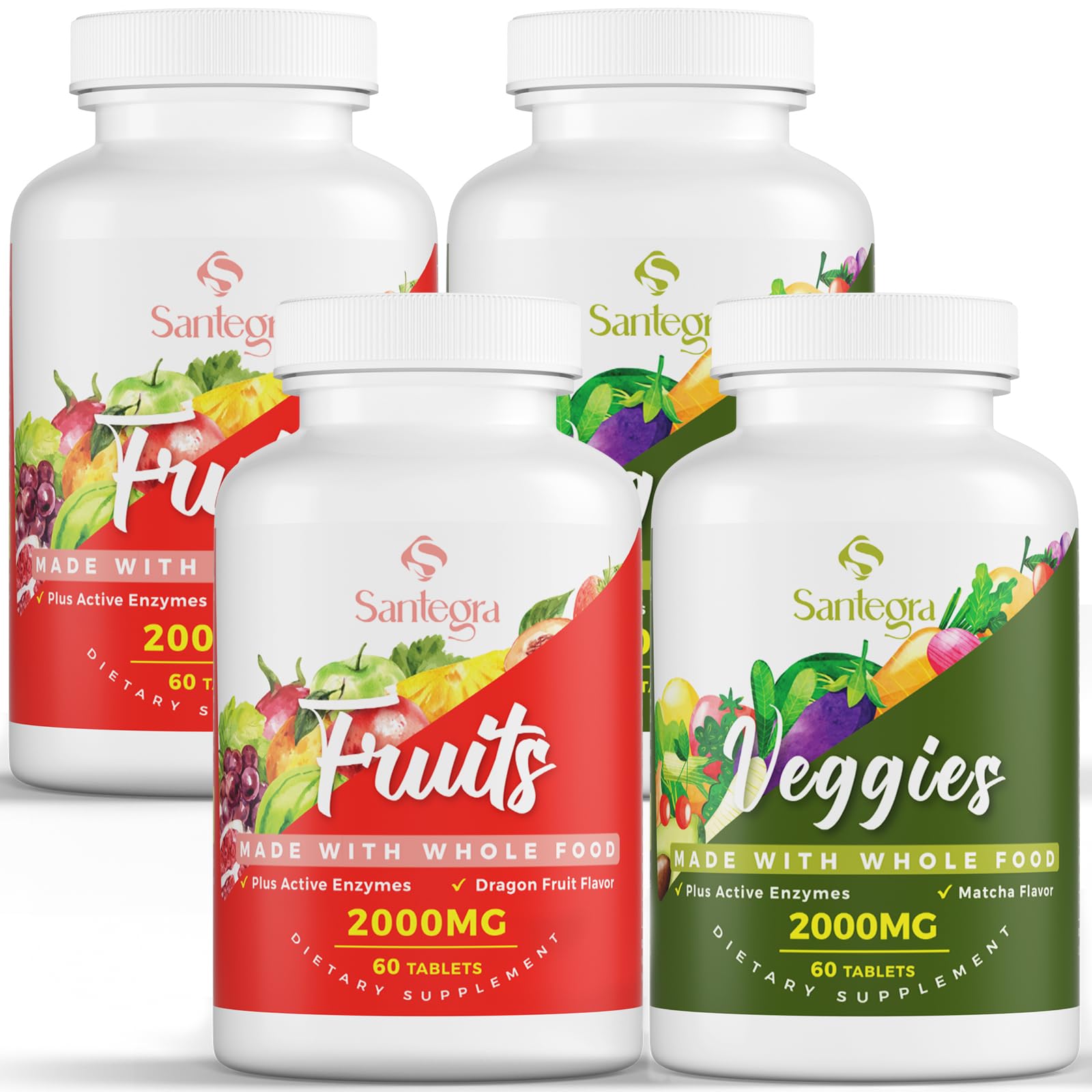 Santegra: dos frascos, fácil para incorporar frutas y verduras al día.