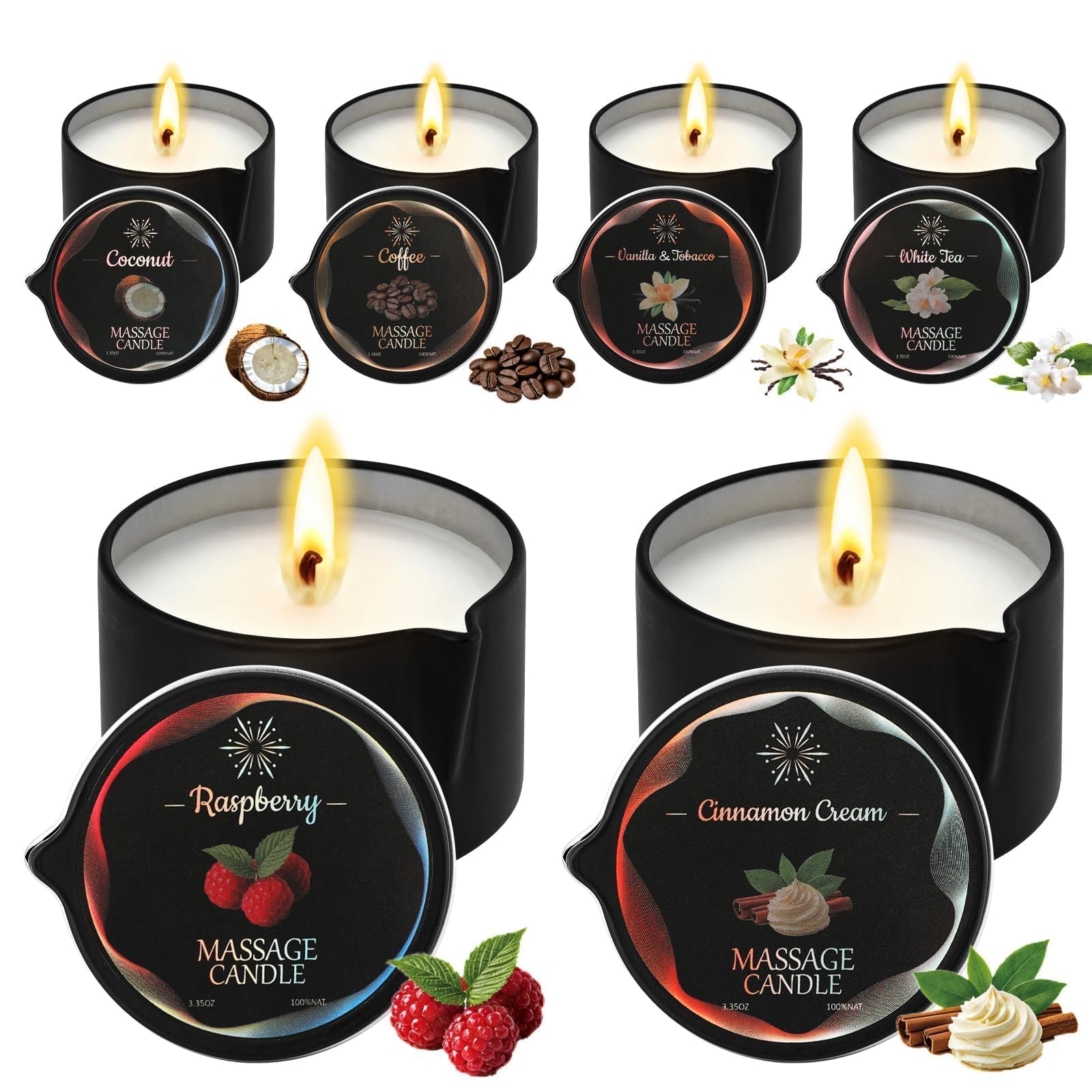 Sariiraw colección de 6 velas de masaje a baja temperatura para spa en casa