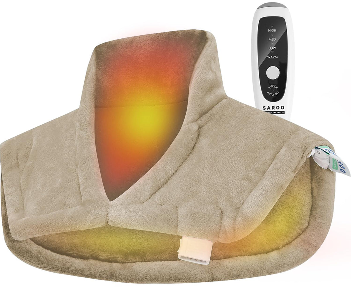 SAROO almohadilla de calor para cuello y hombros con cobertura amplia y suave.