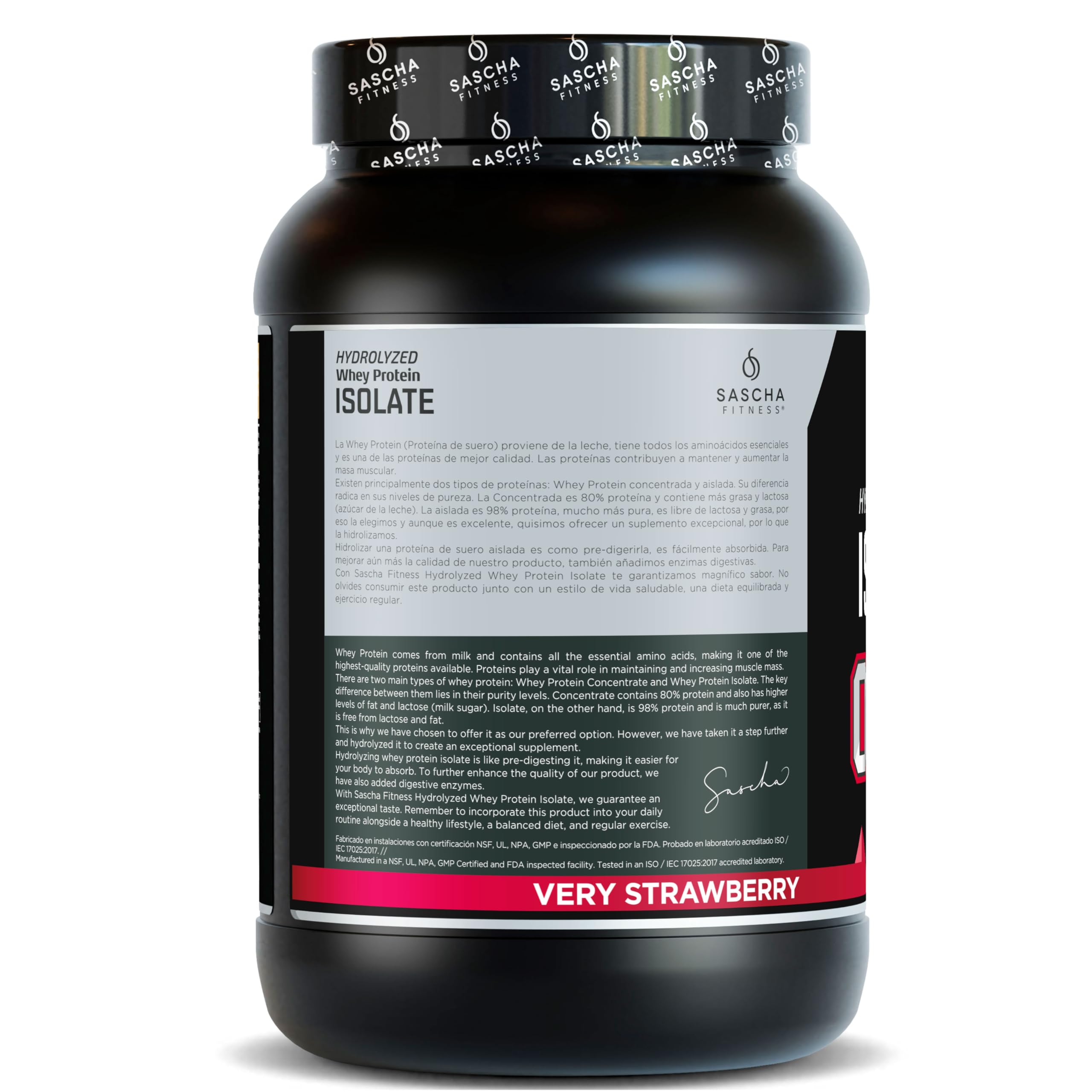 Bolsa SASCHA FITNESS proteina suero hidrolizada aislada 2 libras