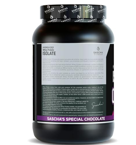 SASCHA FITNESS Hydrolyzed Whey Protein: batido en taza con sabor chocolate