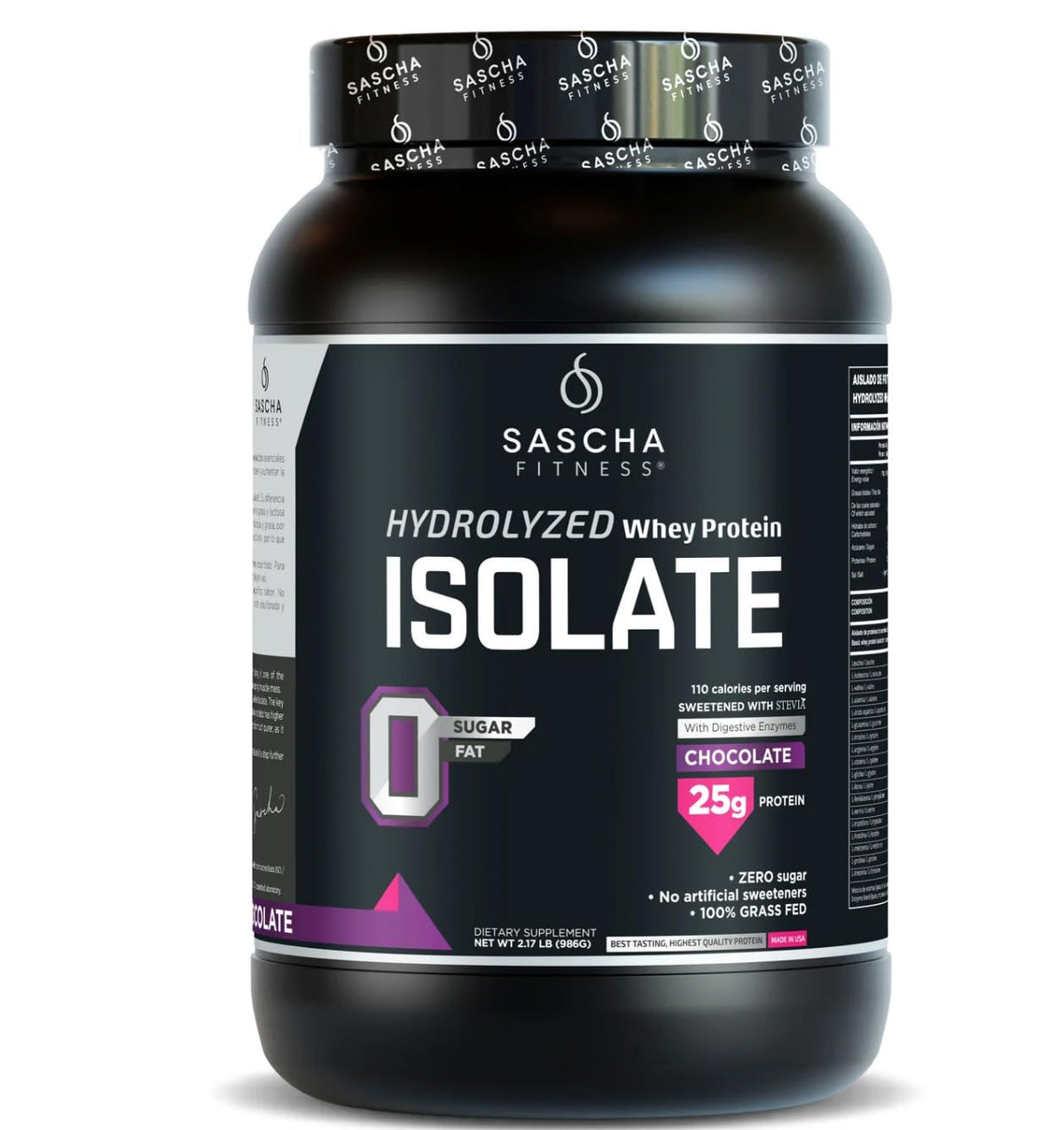 SASCHA FITNESS Hydrolyzed Whey Protein: botella frontal, proteína de absorción rápida