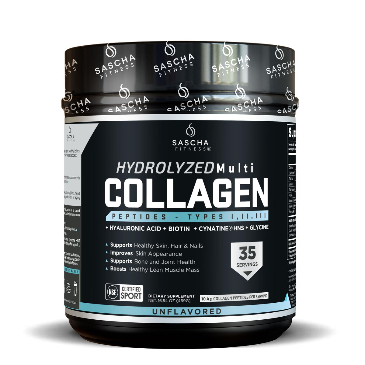 Péptidos de colágeno hidrolizados SASCHA FITNESS en envase para piel y cabello