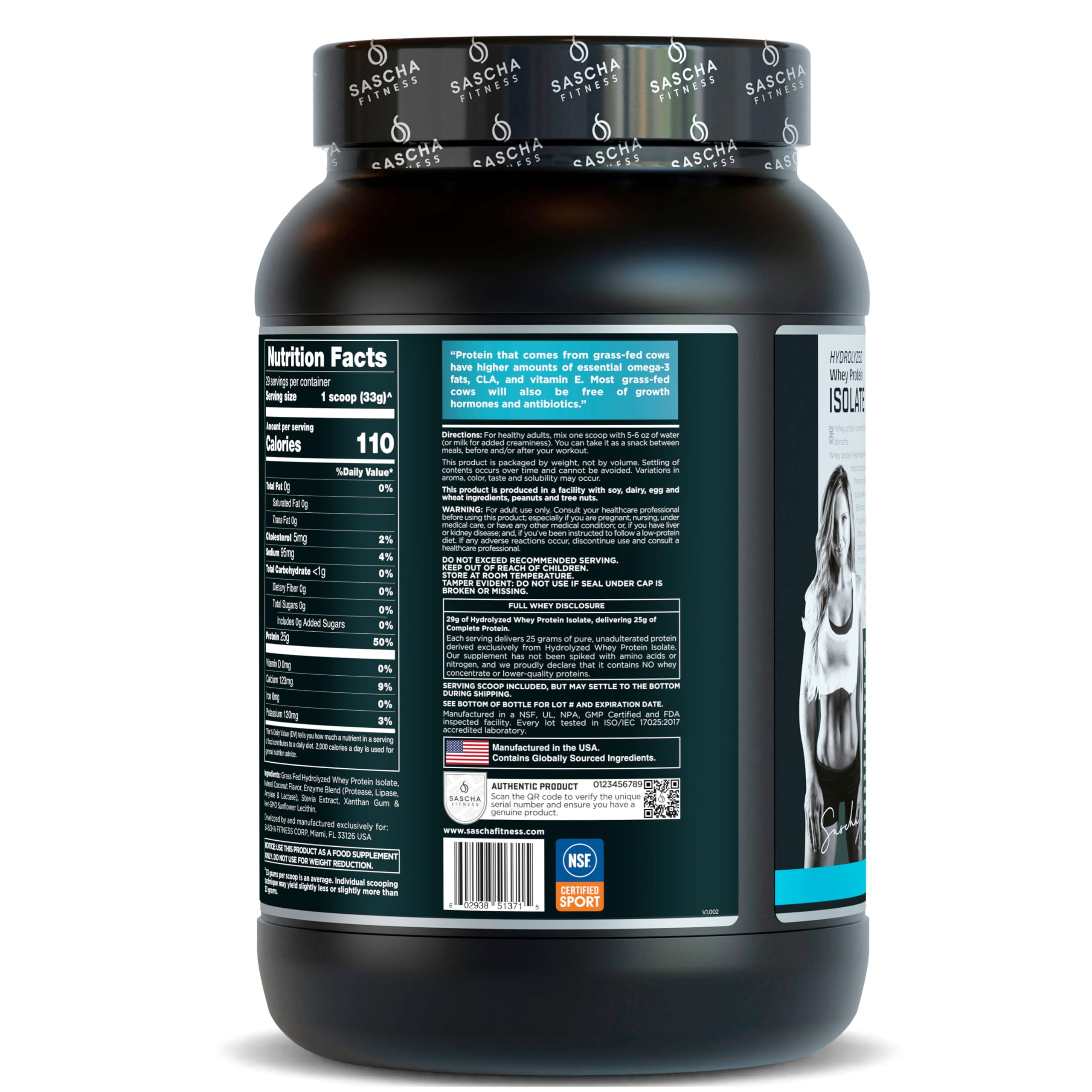 SASCHA FITNESS protein shake ready glass — supports lean protein intake with zero carb option.