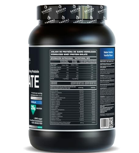 Sascha Fitness proteina hidrolizada vanilla con enzimas digestivas para mejor digestión