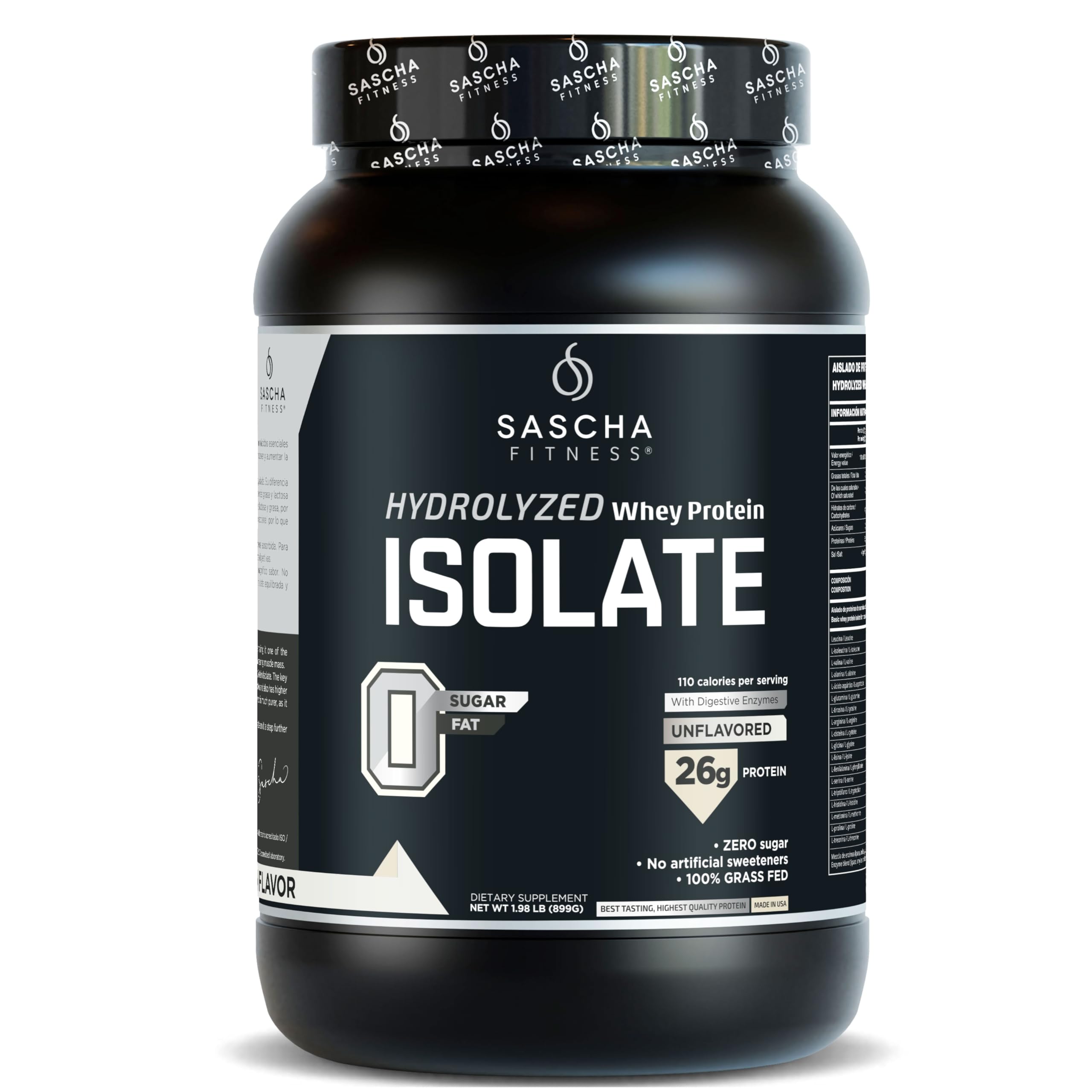 Proteína SASCHA FITNESS endulzada con stevia, sabor neutro y uso en batidos