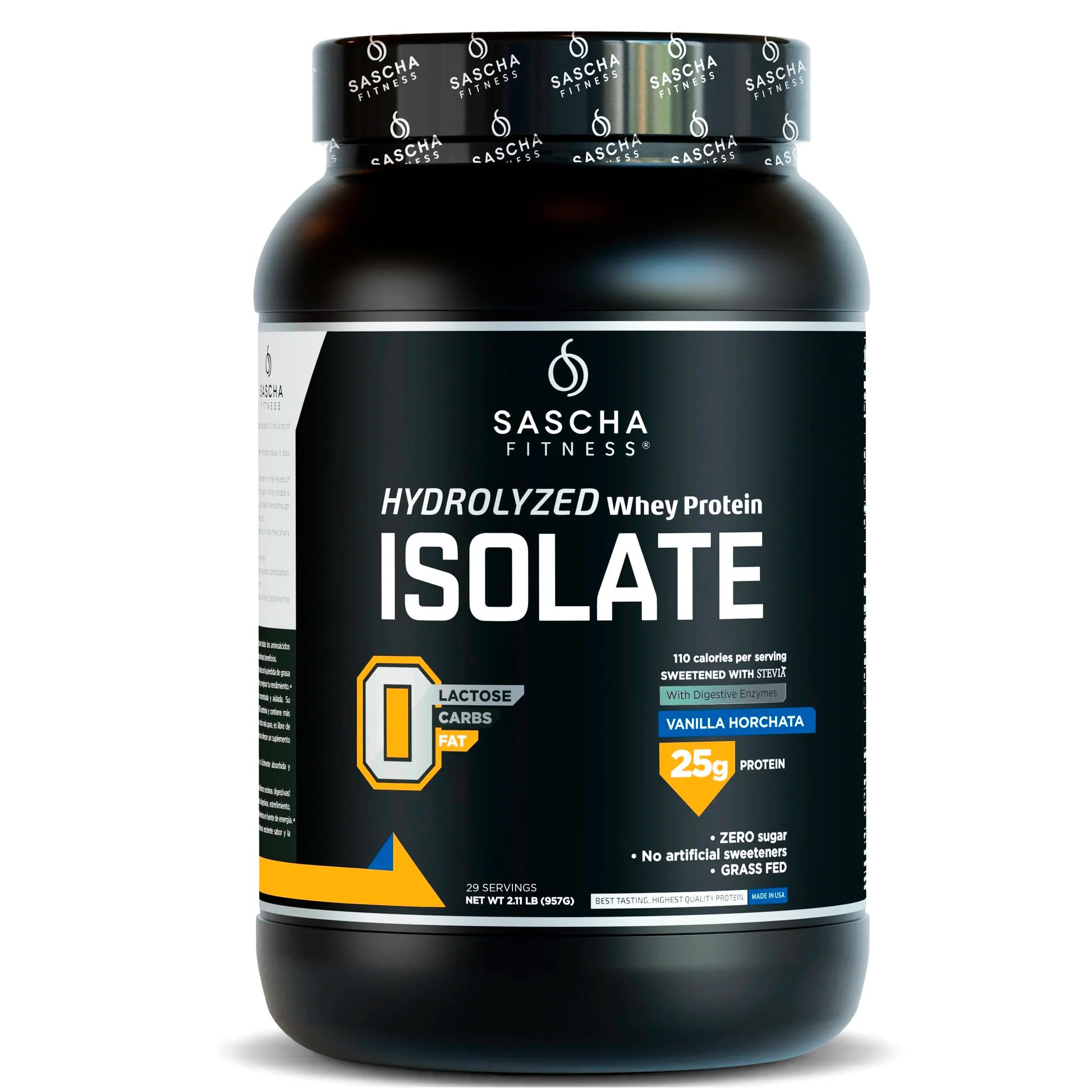 SASCHA FITNESS proteína de suero hidrolizada en bote, absorción rápida para entrenamiento.