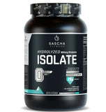Proteína SASCHA FITNESS whey aislada en envase, sabor galletas y crema, ideal para entrenar
