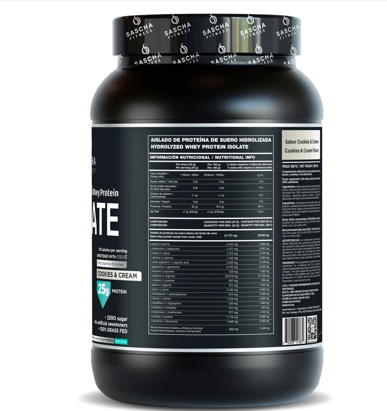 Textura fina de polvo de proteína SASCHA FITNESS en foto