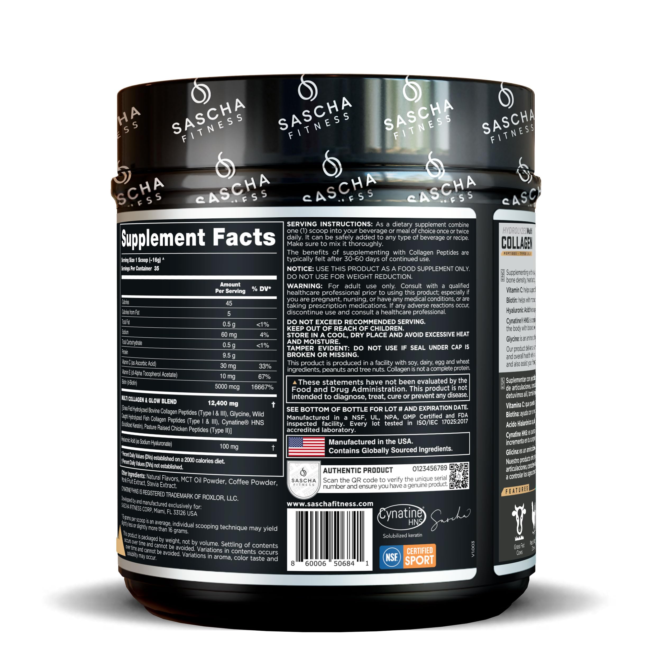 SASCHA FITNESS envase sabor Caramel Macchiato para consumo diario.