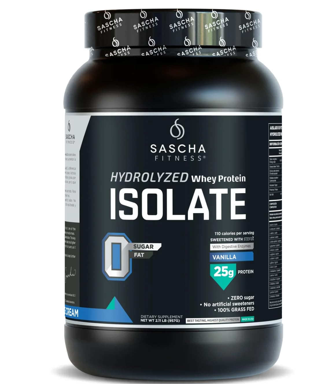 Sascha Fitness whey hidrolizado vanilla 2 lb: proteína de rápida absorción para músculos