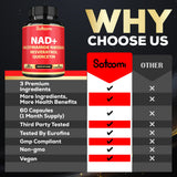 Satoomi NAD 3en1 fórmula con NR, Resveratrol y Quercetina