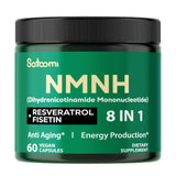 Satoomi NMNH, botella de cápsulas para uso diario y apoyo general.