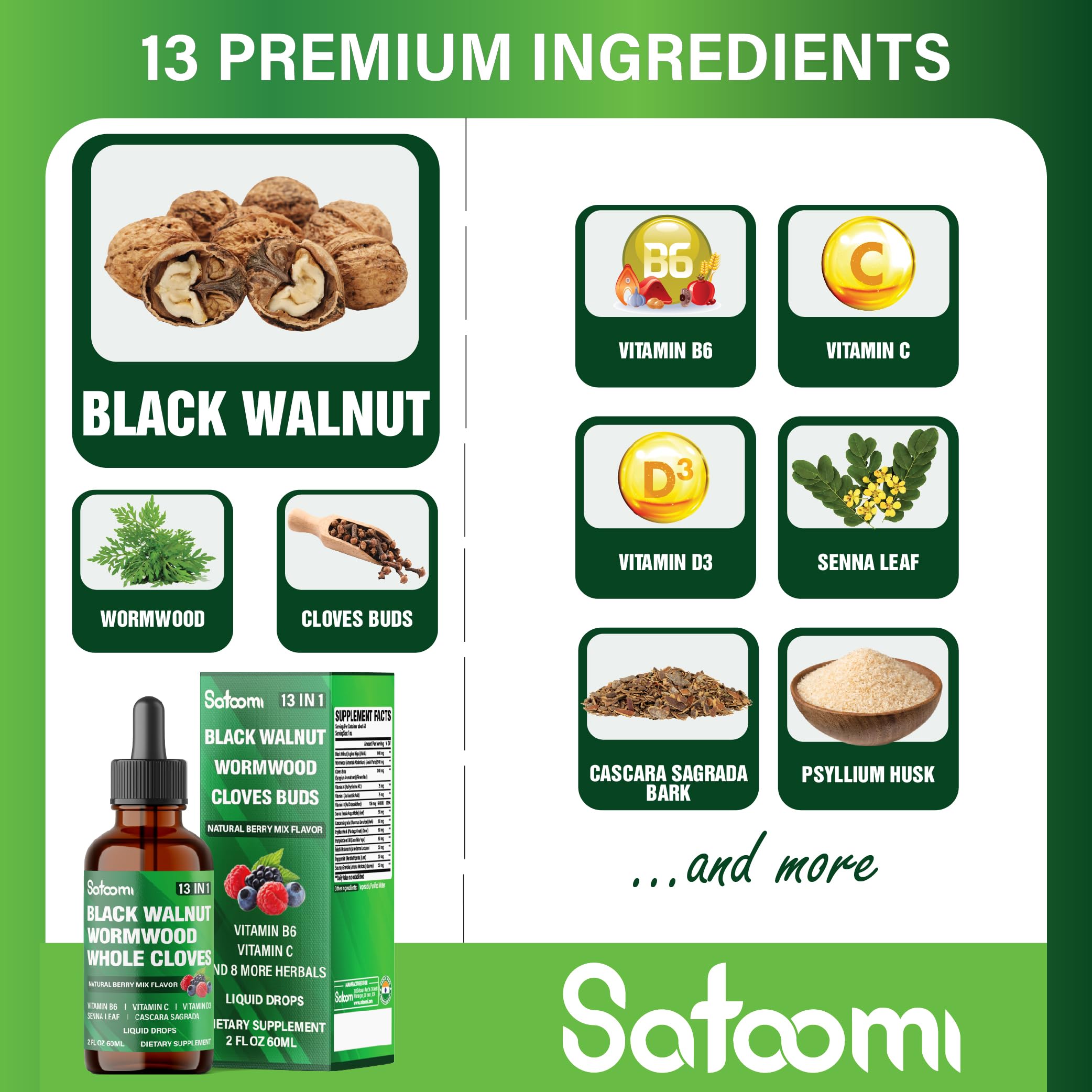 Gotas Satoomi con vitaminas B6, C y D3, aporte vitamínico en formato líquido
