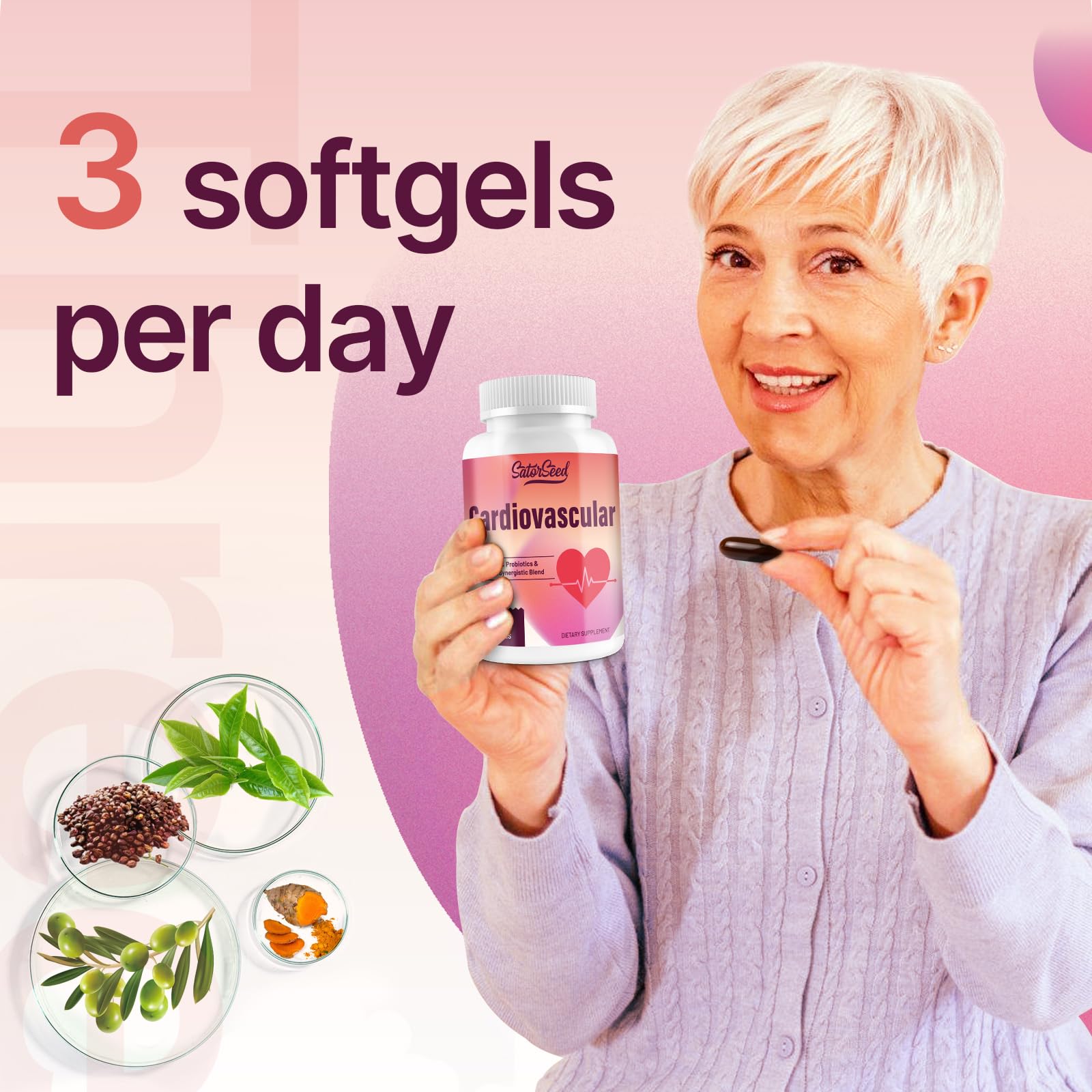 SatorSeed Cardiovascular, mezcla de Omega-3 y CoQ10 para apoyo saludable.