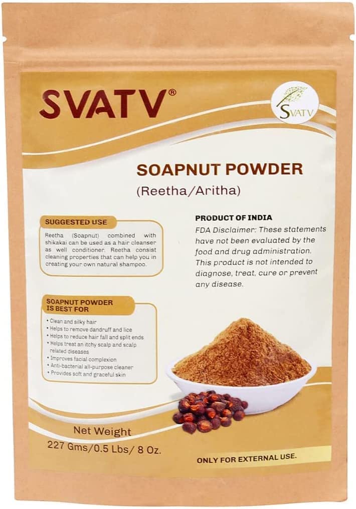 SVATV polvo de reetha en bote con espuma natural para limpieza capilar
