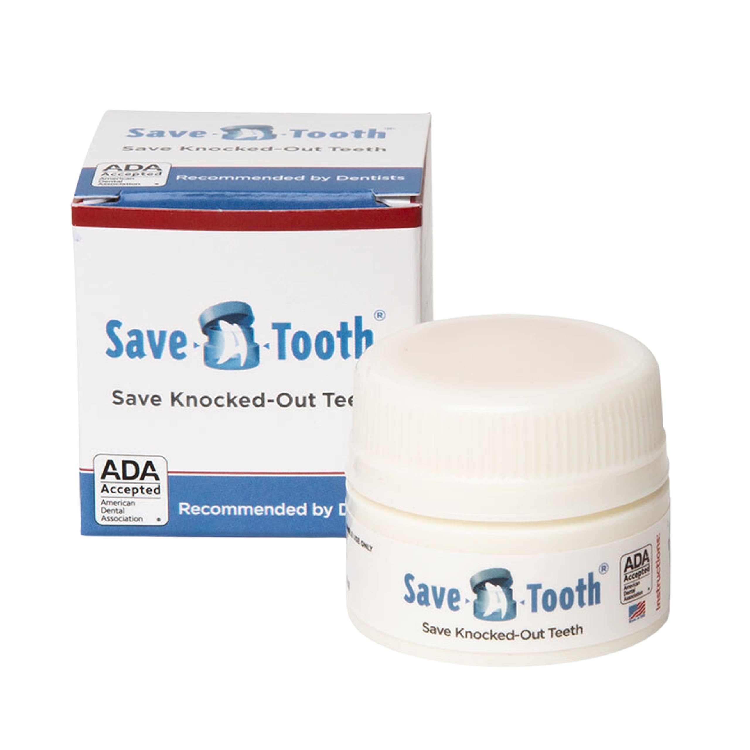 Save-A-Tooth kit con cajas seguras para dientes, listo para emergencias dentales.