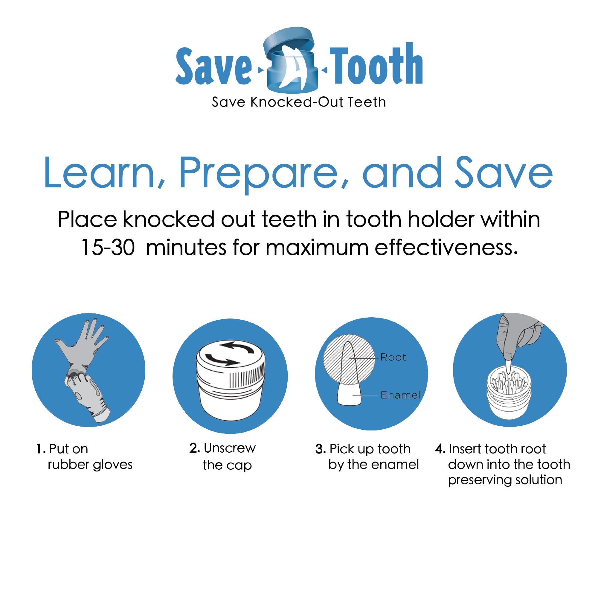 Save-A-Tooth solución preservadora dental para conservar dientes fuera de la boca.