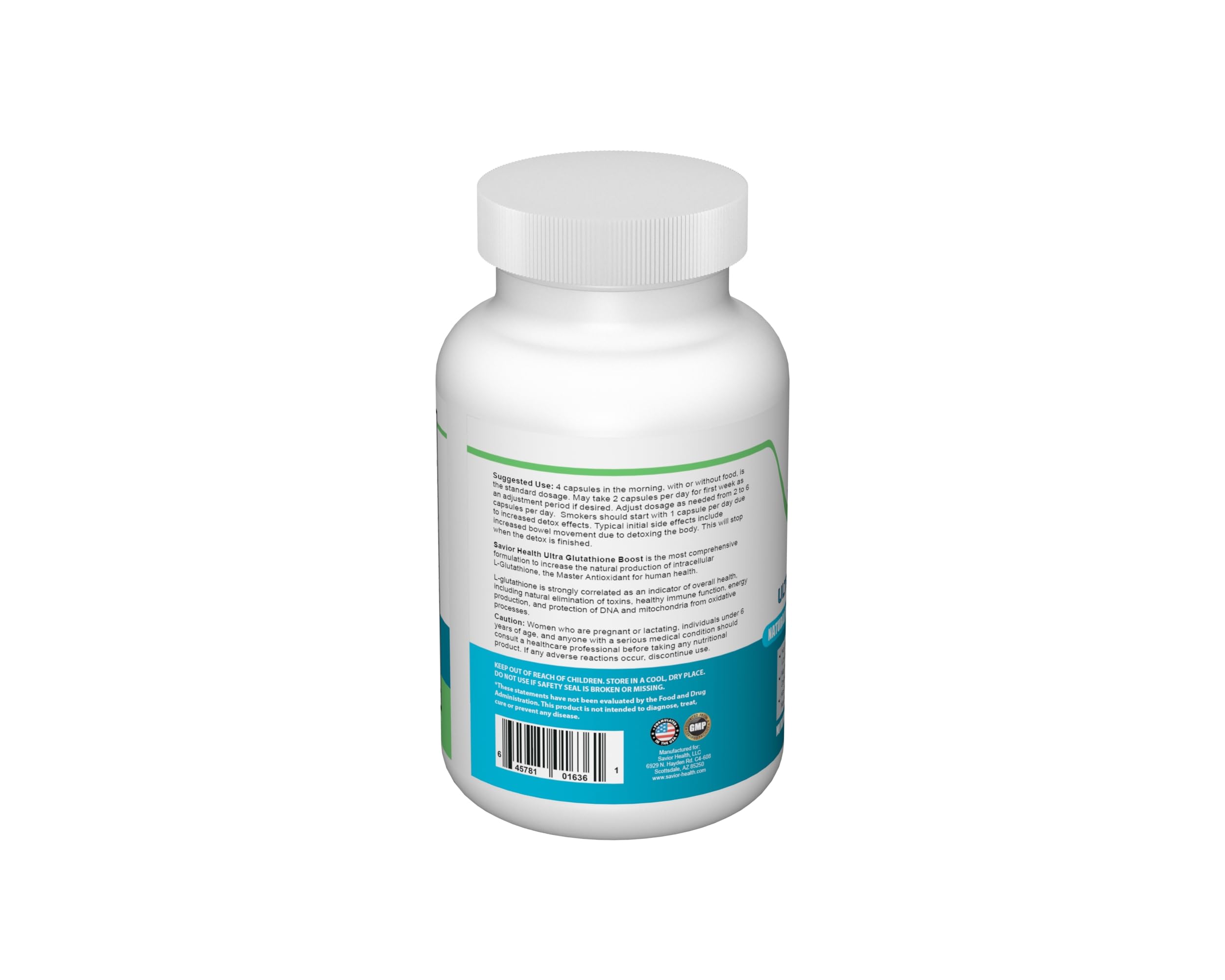 Savior Health Ultra Glutathione Boost cápsulas en mano para uso diario